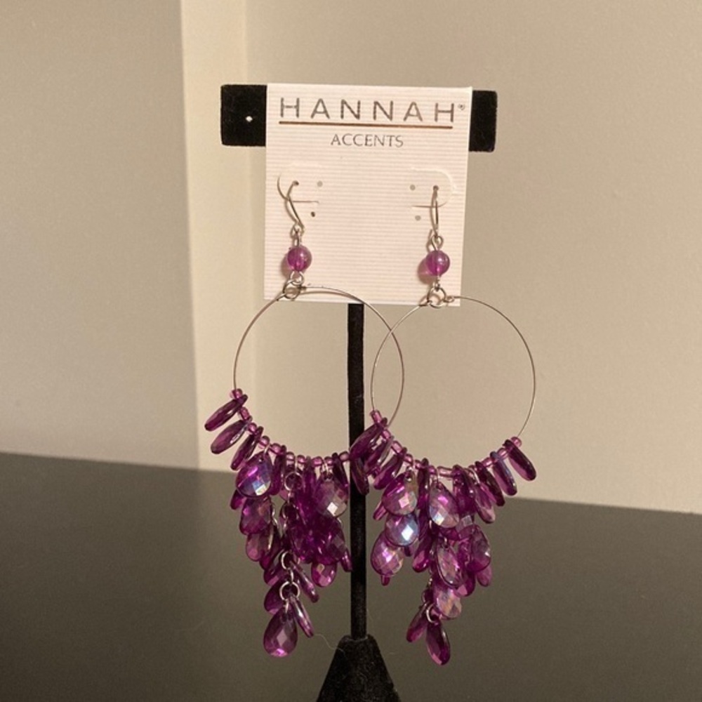 Hannah Purple Beaded Hoop Earrings